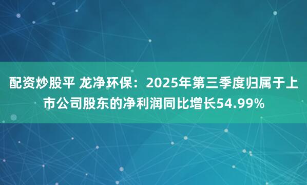 配资炒股平 龙净环保：2025年第三季度归属于上市公司股东的净利润同比增长54.99%