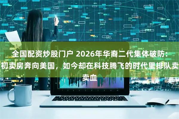 全国配资炒股门户 2026年华裔二代集体破防：当初卖房奔向美国，如今却在科技腾飞的时代里排队卖血